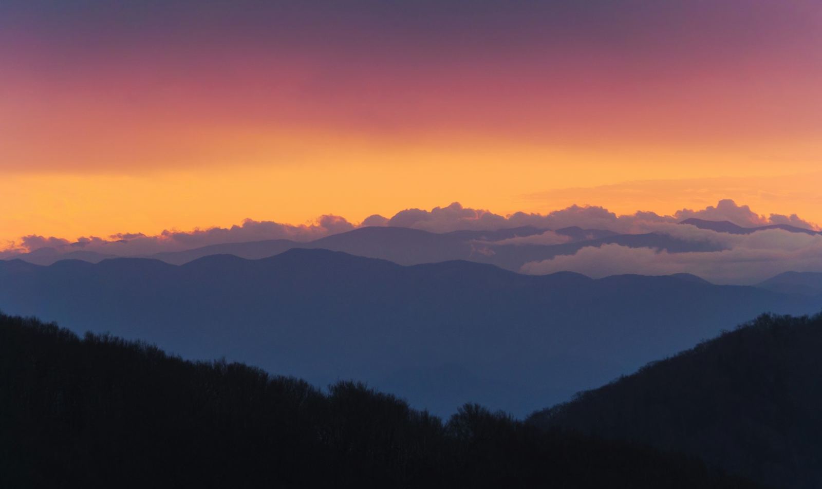 Layered ridges at sunrise