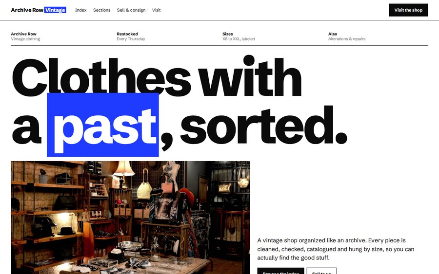 Archive Row Vintage sample website by Cheap Cheap Websites