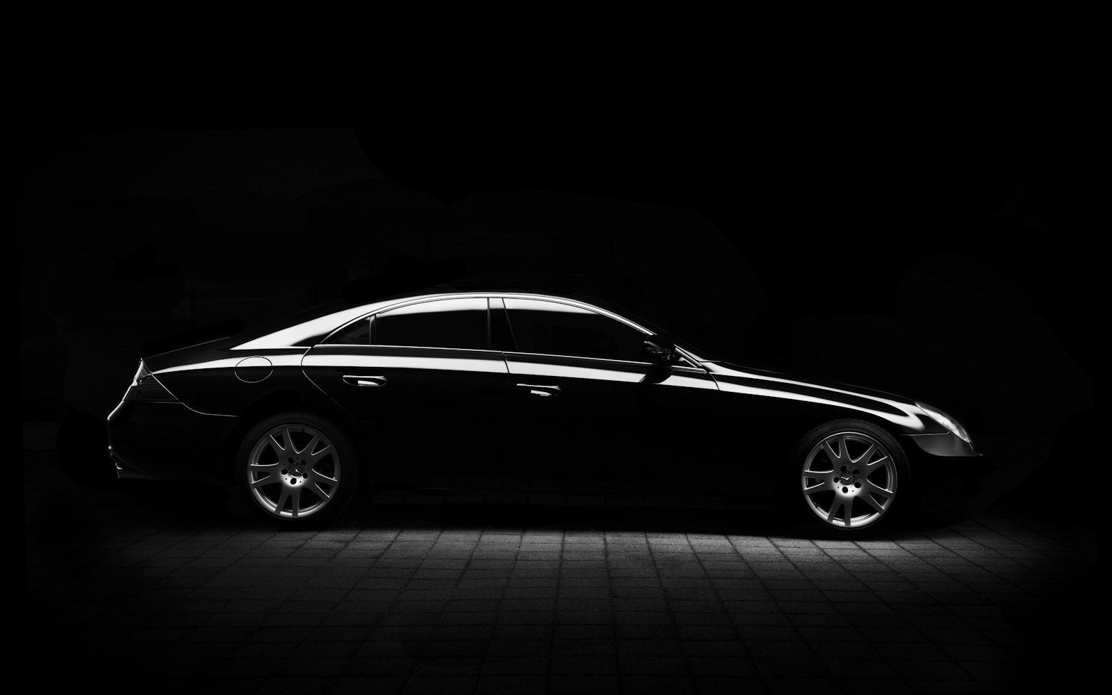 Car silhouette in the dark