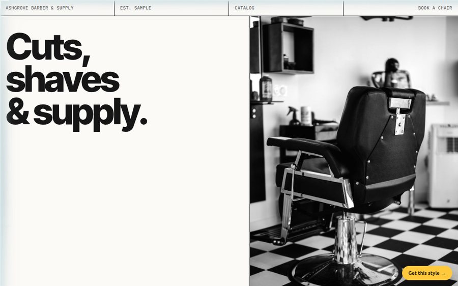 Ashgrove Barber & Supply sample website by Cheap Cheap Websites