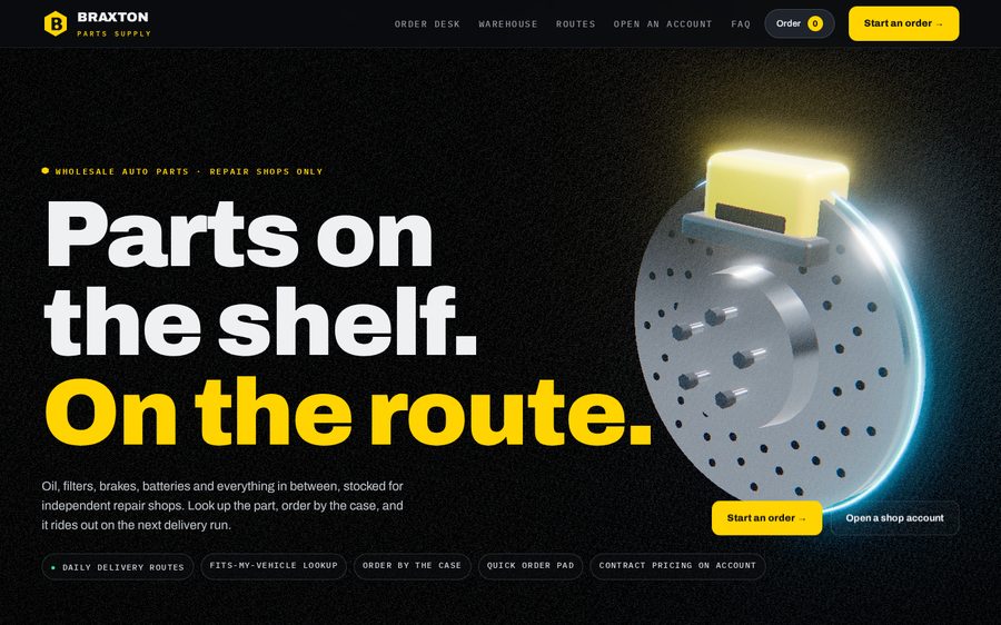 Braxton Parts Supply sample website by Cheap Cheap Websites