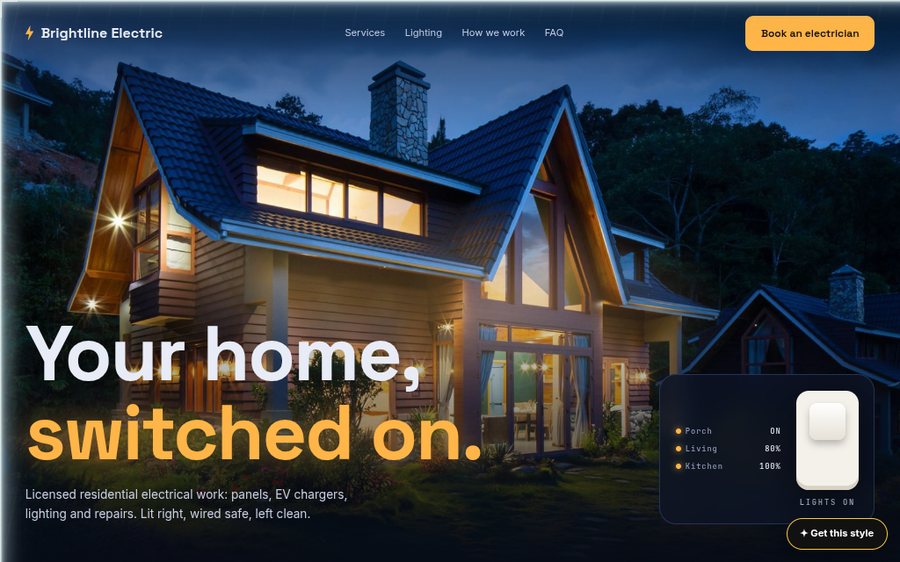 Sample electrical contractor website designed by Cheap Cheap Websites