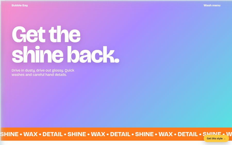 Bubble Bay Car Wash sample website by Cheap Cheap Websites