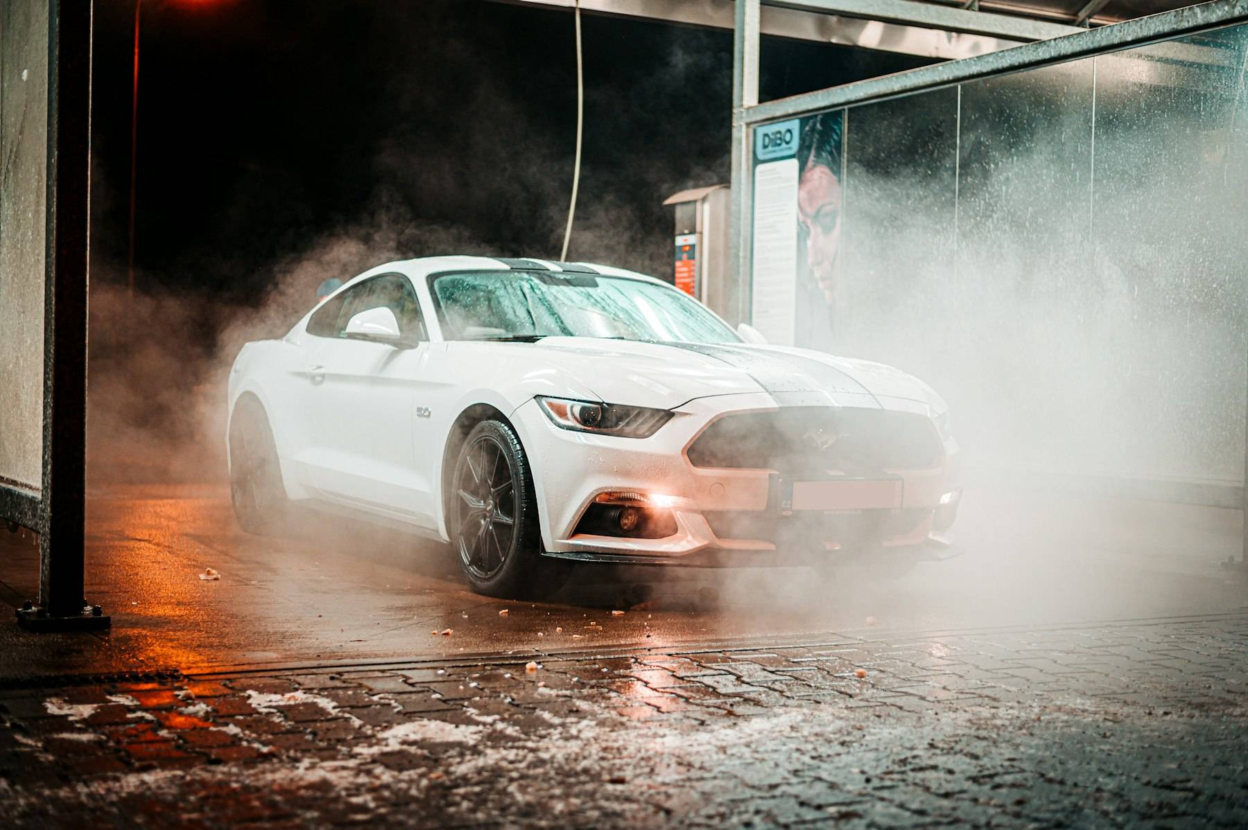 White ford mustang coupe