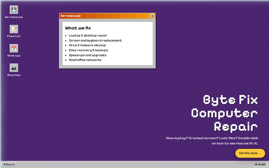 Byte Fix Computer Repair sample website by Cheap Cheap Websites