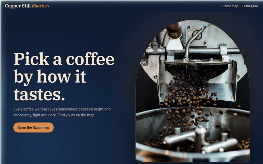 Copper Still Roasters sample website by Cheap Cheap Websites