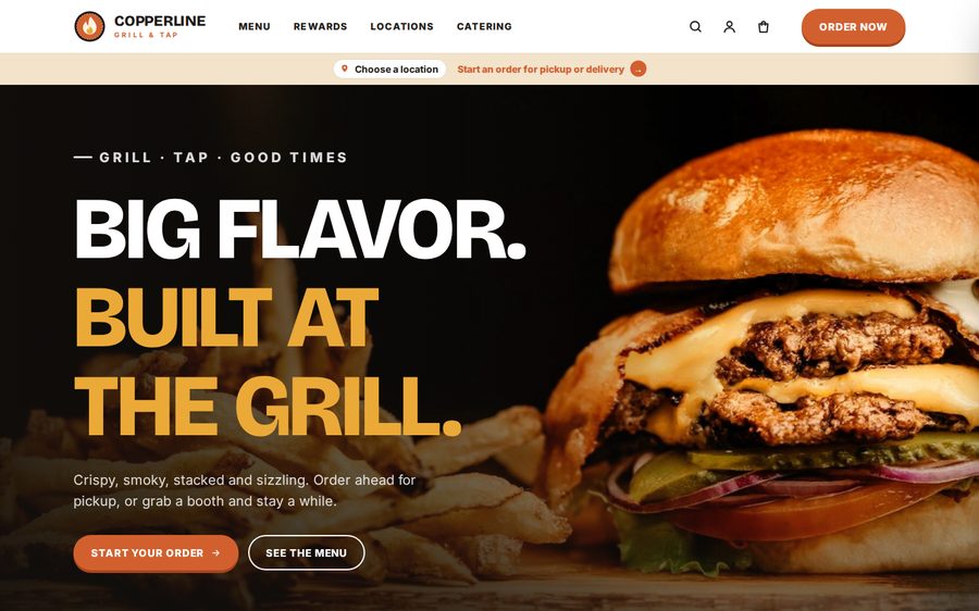 Copperline Grill & Tap sample website by Cheap Cheap Websites