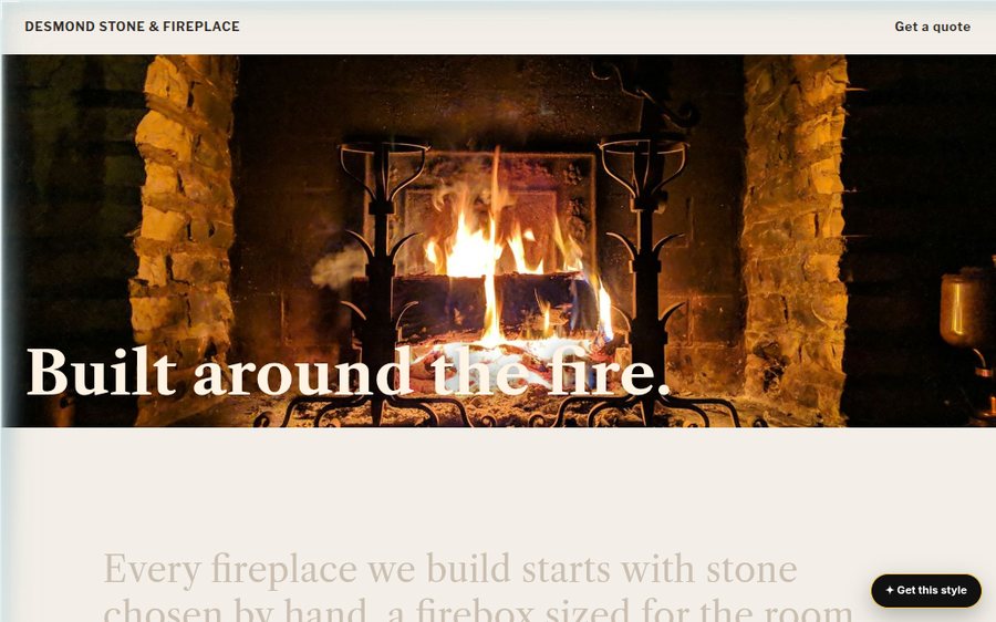 Desmond Stone & Fireplace sample website by Cheap Cheap Websites
