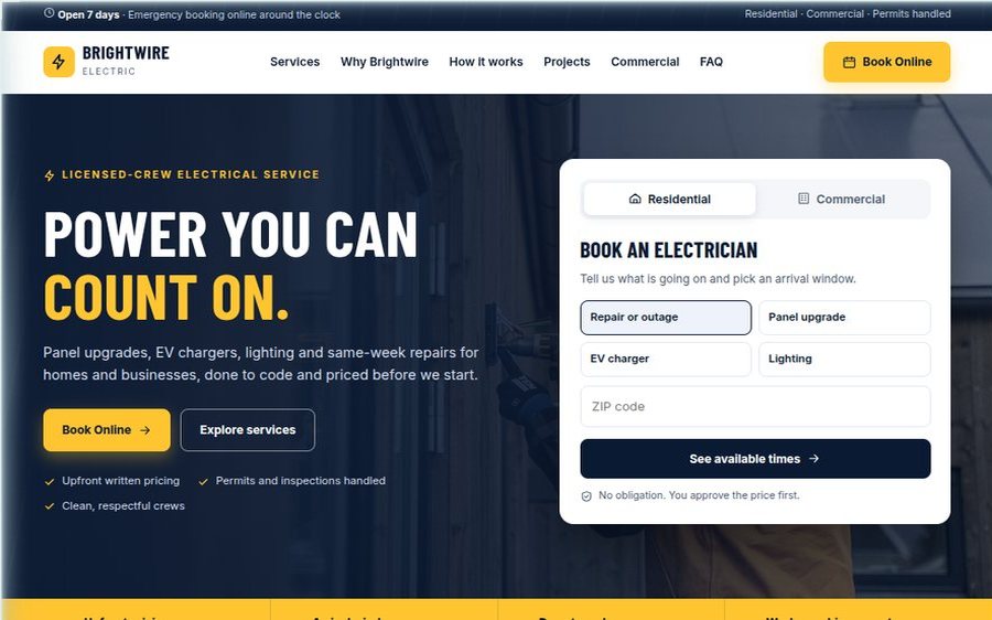 Brightwire Electric sample website
