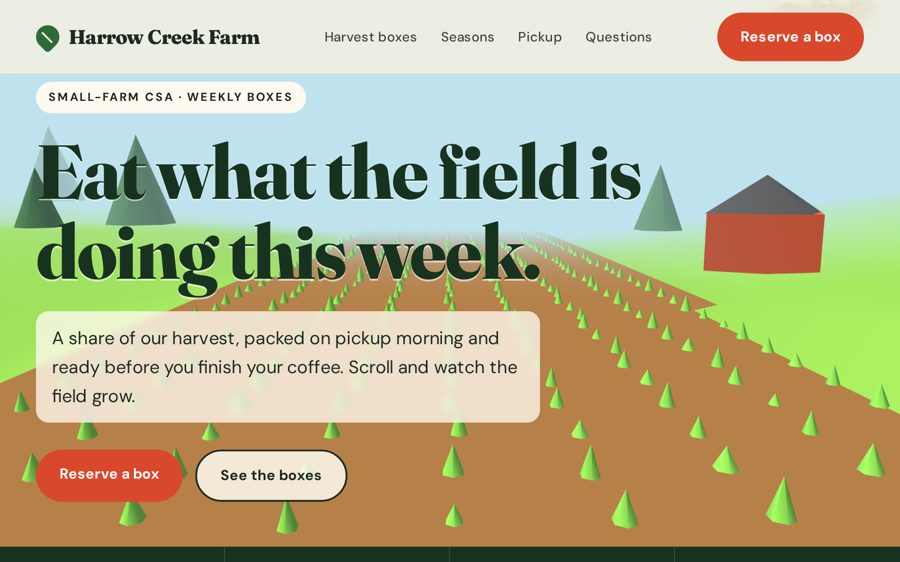 Harrow Creek Farm sample website by Cheap Cheap Websites