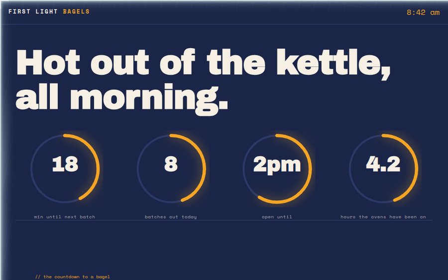 First Light Bagels sample website by Cheap Cheap Websites