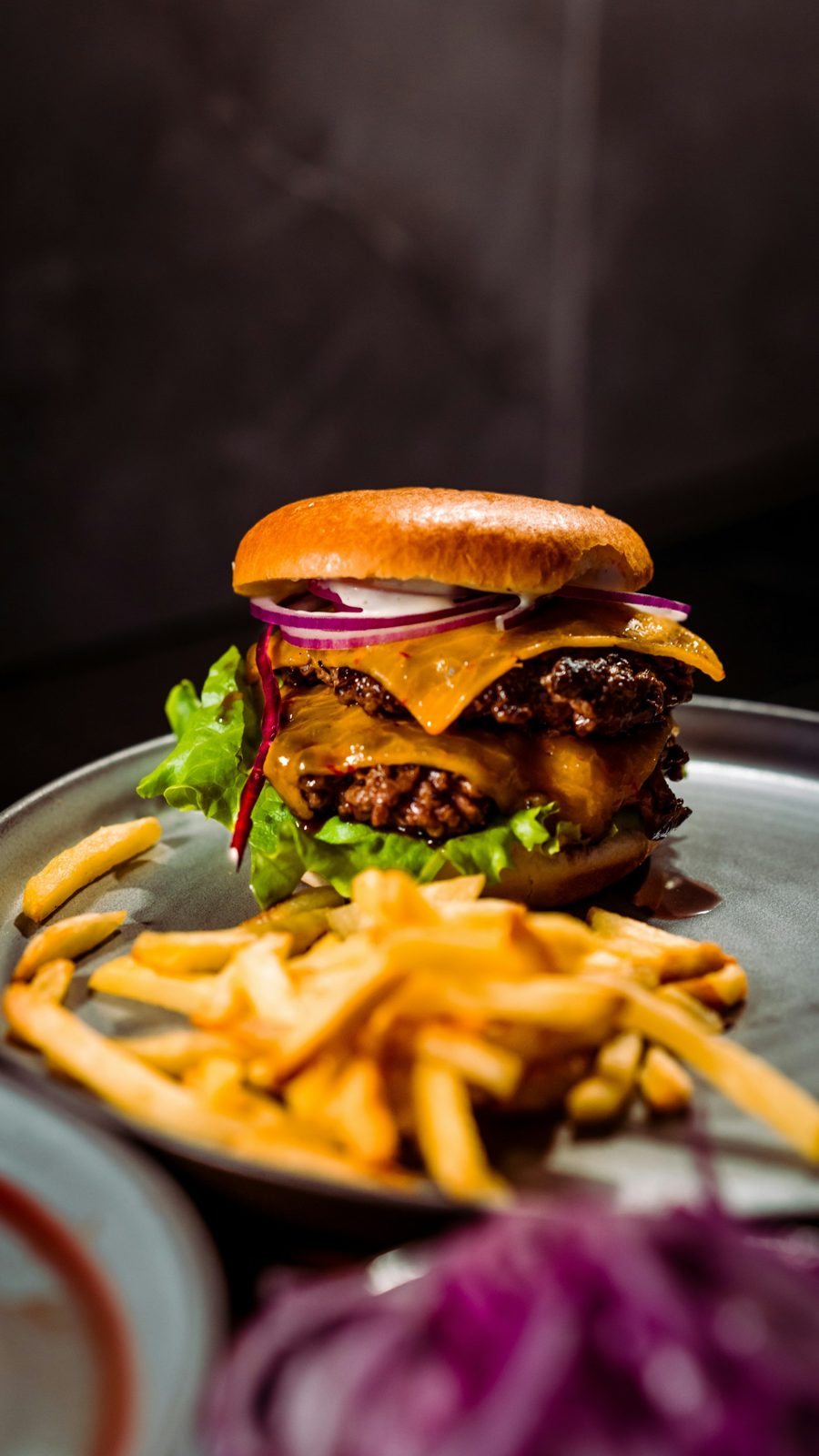 Smash burger and fries
