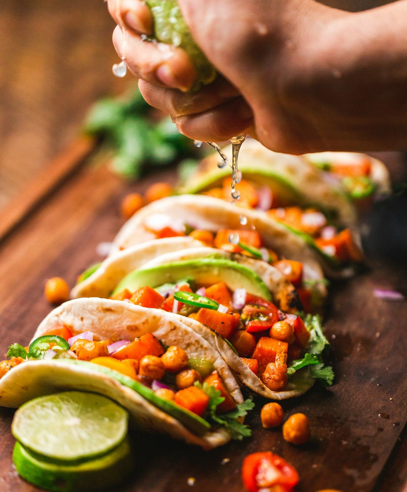 Al pastor tacos with pineapple and lime