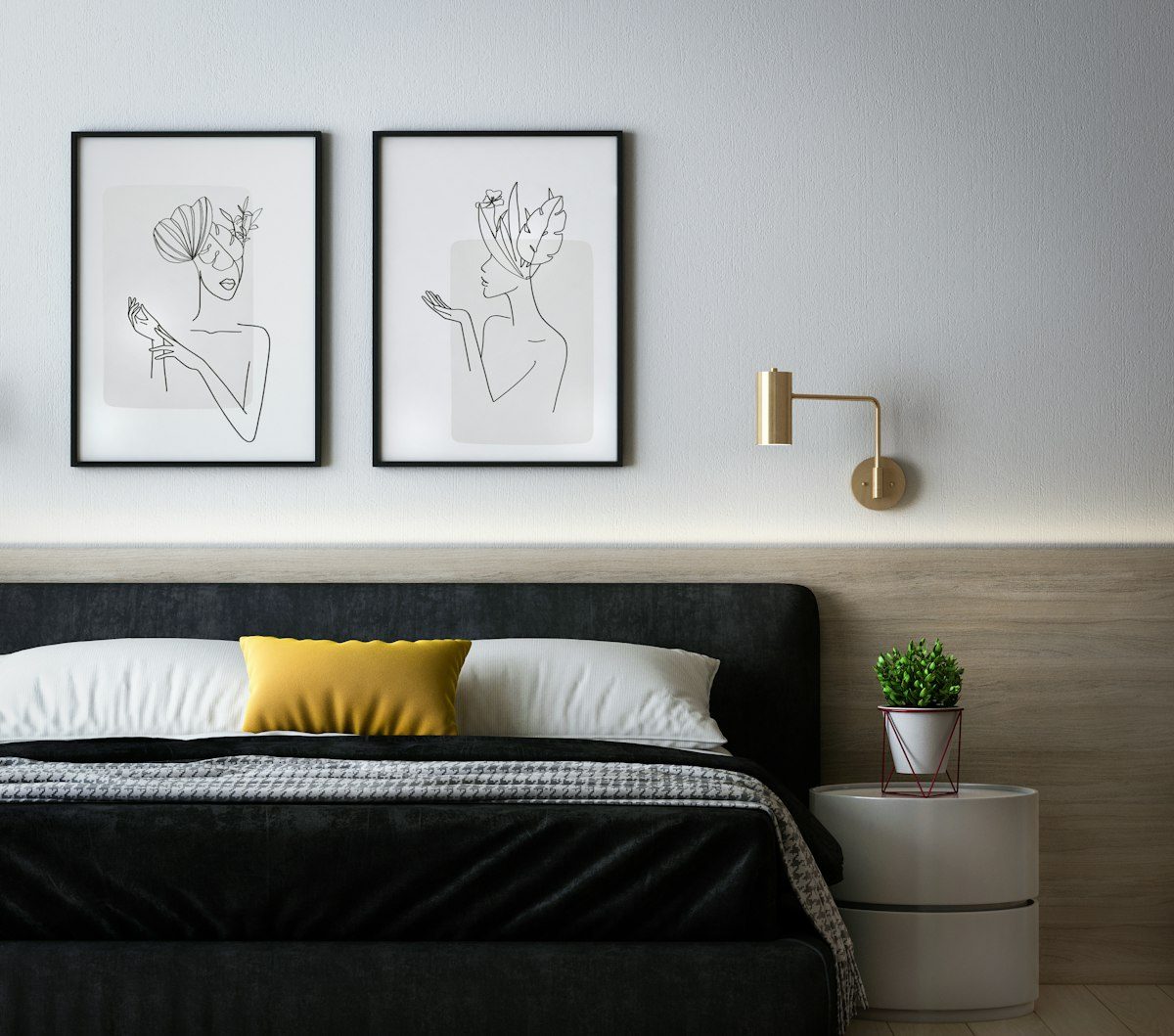 Black and white bed linen