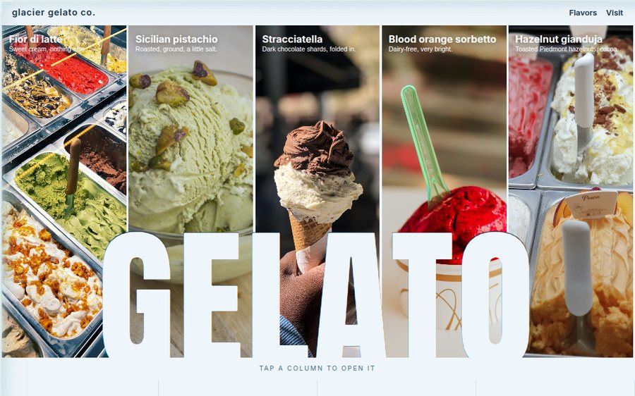 Glacier Gelato Co. sample website by Cheap Cheap Websites