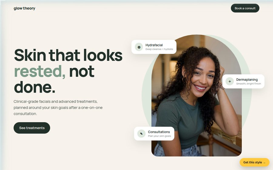 Glow Theory Skin Studio sample website by Cheap Cheap Websites