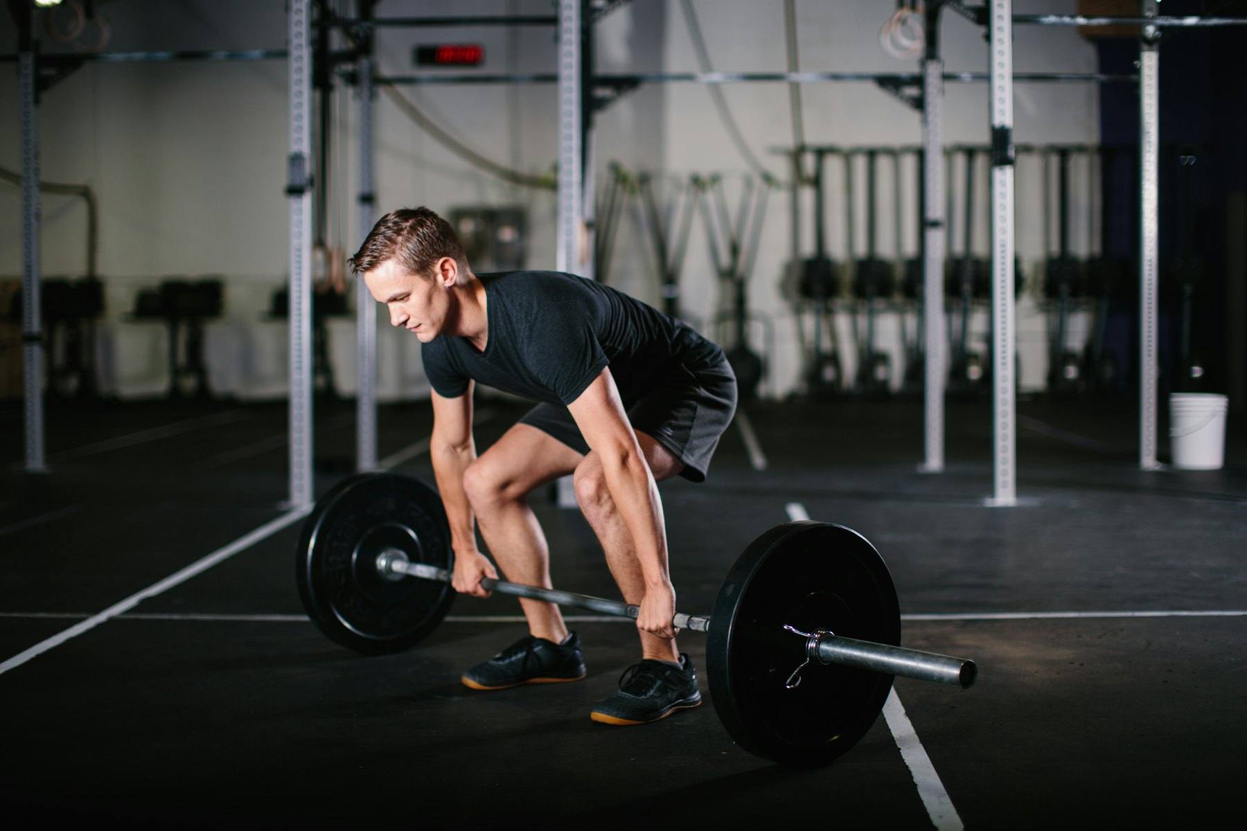 Athlete training with a barbell