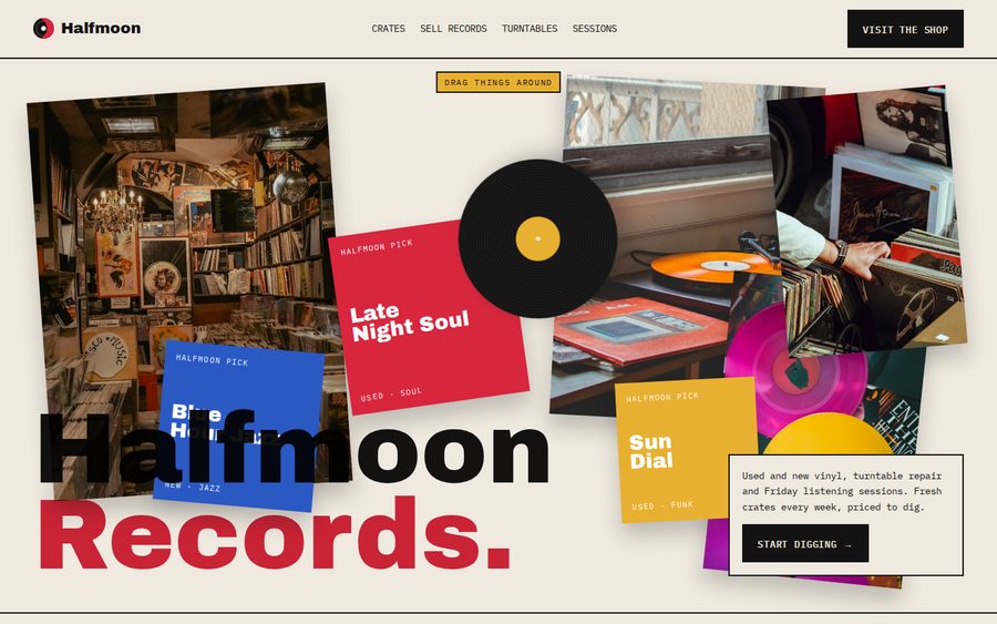 Halfmoon Records sample website by Cheap Cheap Websites