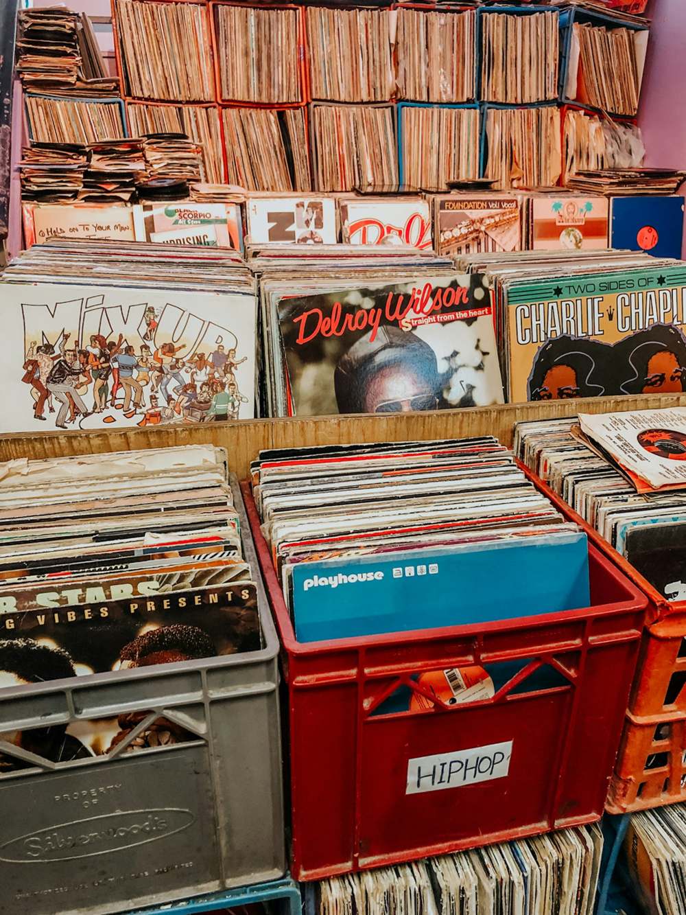 Crates full of records