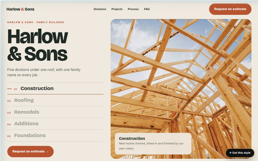 Harlow & Sons Construction sample website by Cheap Cheap Websites