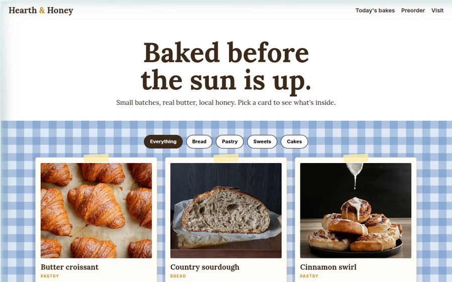 Hearth & Honey Bakery sample website by Cheap Cheap Websites