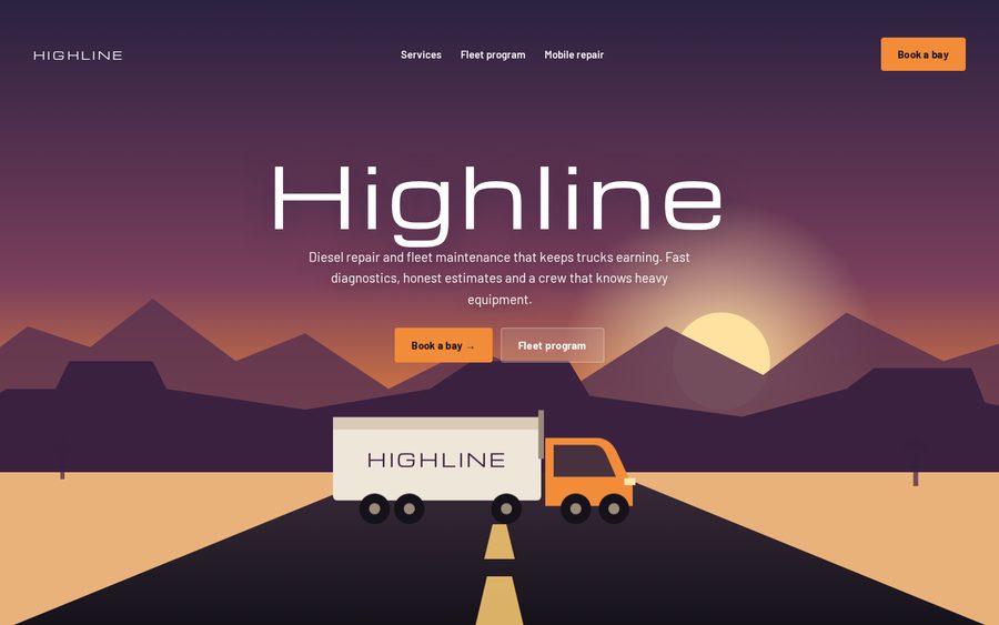 Highline Diesel & Fleet sample website by Cheap Cheap Websites