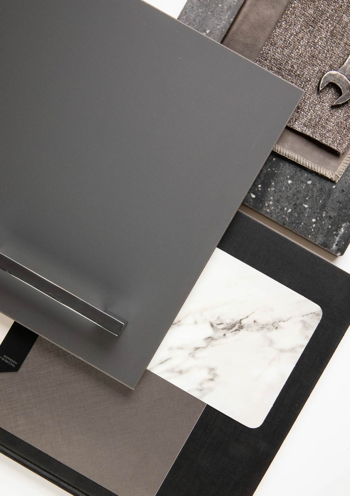 Stone and metal finish samples