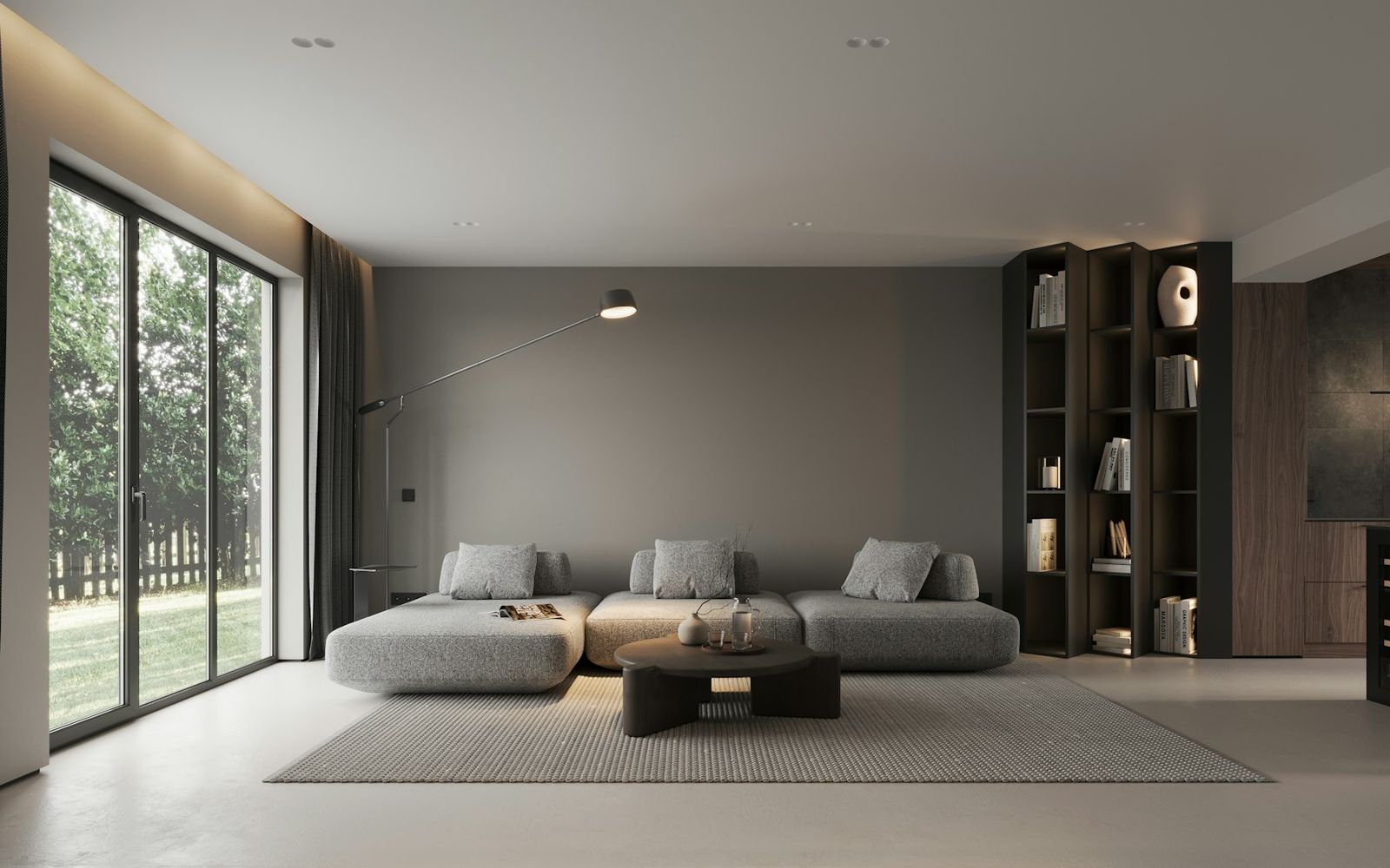 Living room with large windows