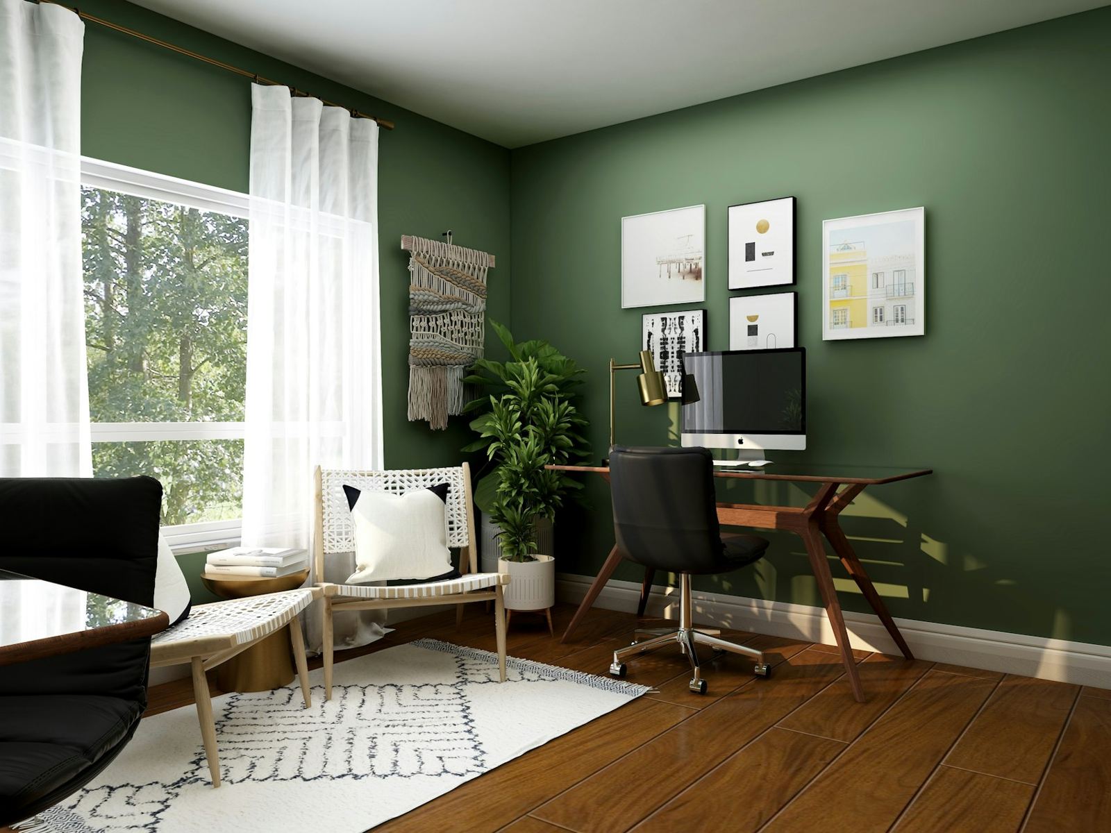 Green walled home office