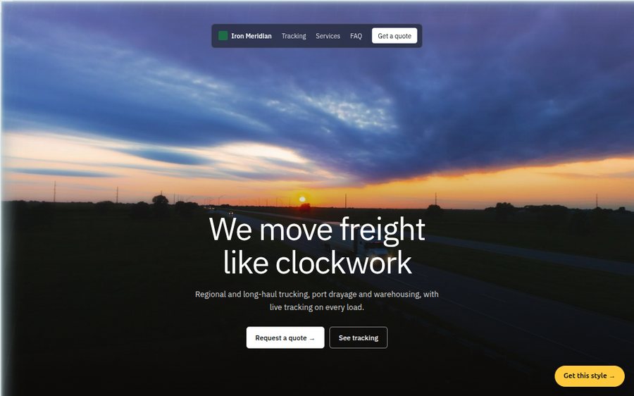 Iron Meridian Freight sample website by Cheap Cheap Websites