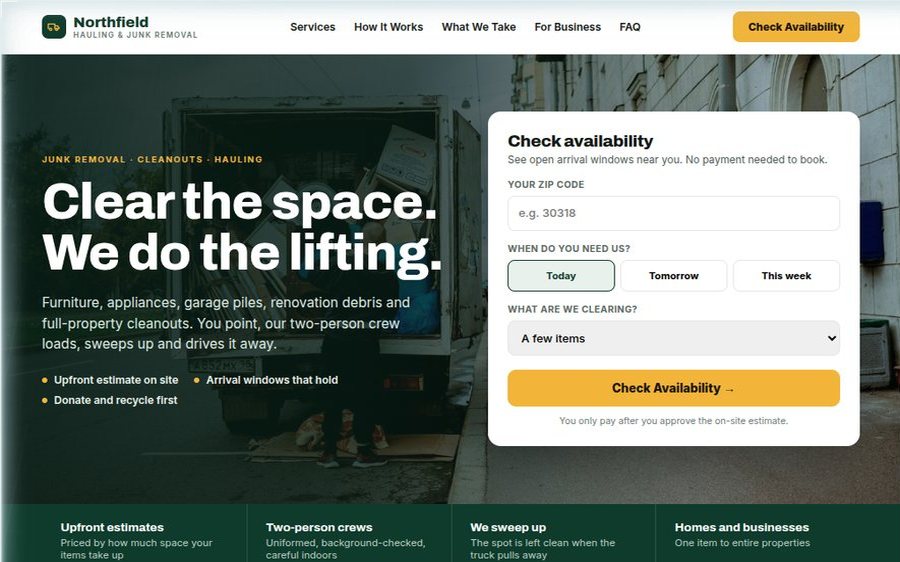Northfield Hauling sample website