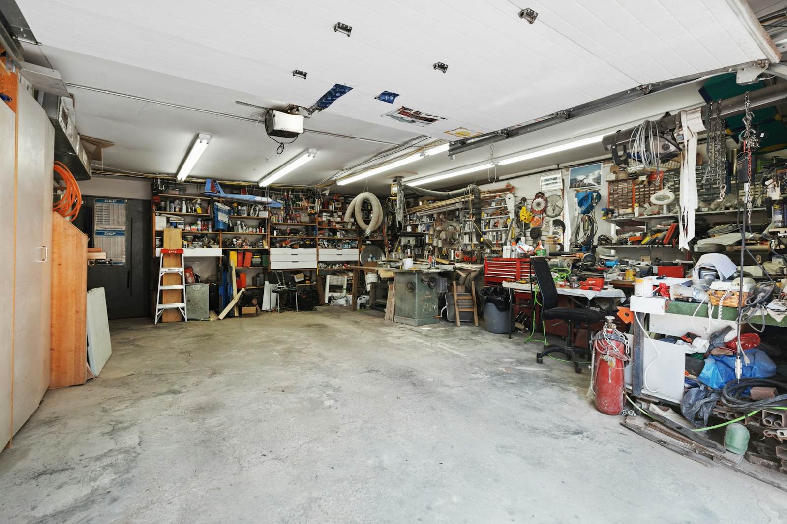 Cluttered garage with tools