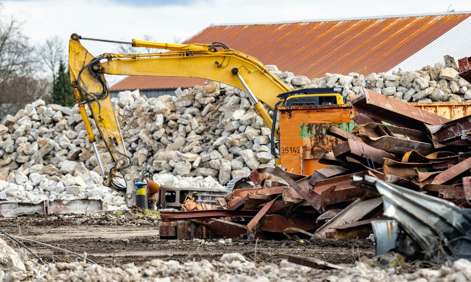 Construction debris pile