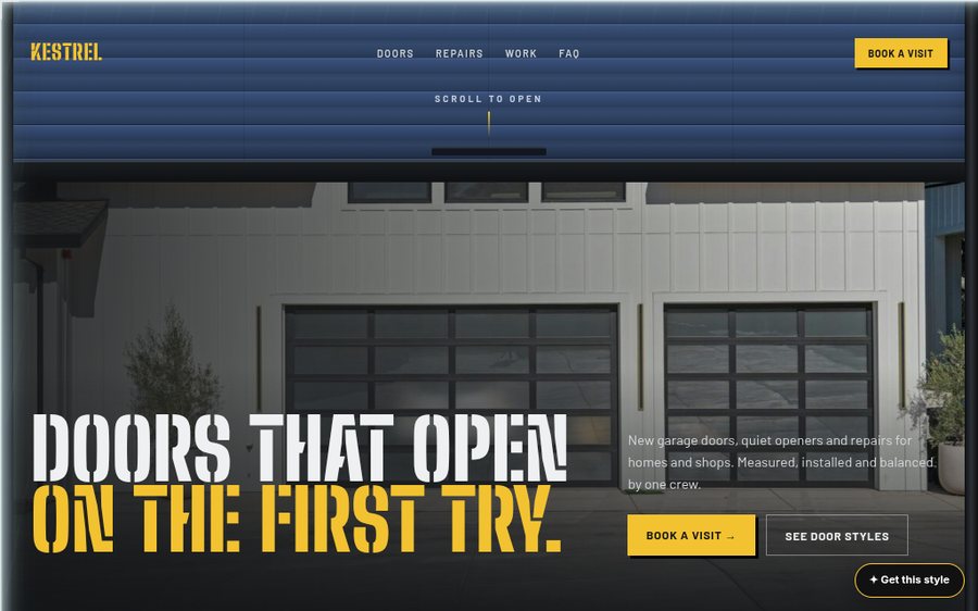 Kestrel Garage Doors sample website by Cheap Cheap Websites