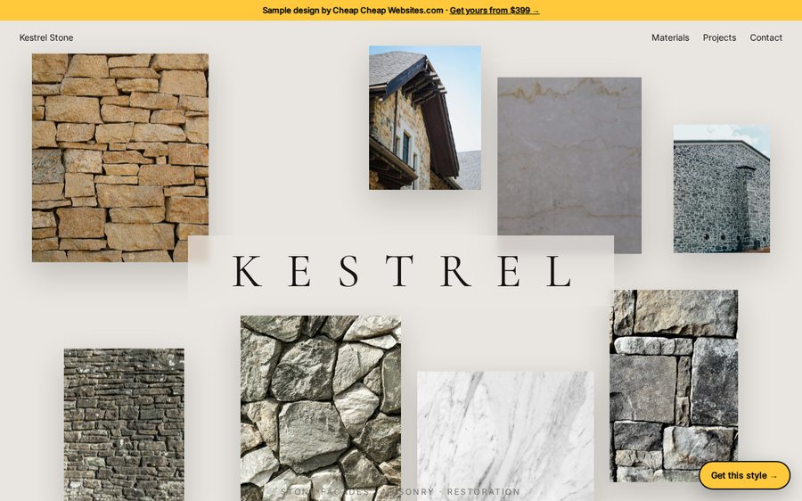 Kestrel Stone sample website by Cheap Cheap Websites