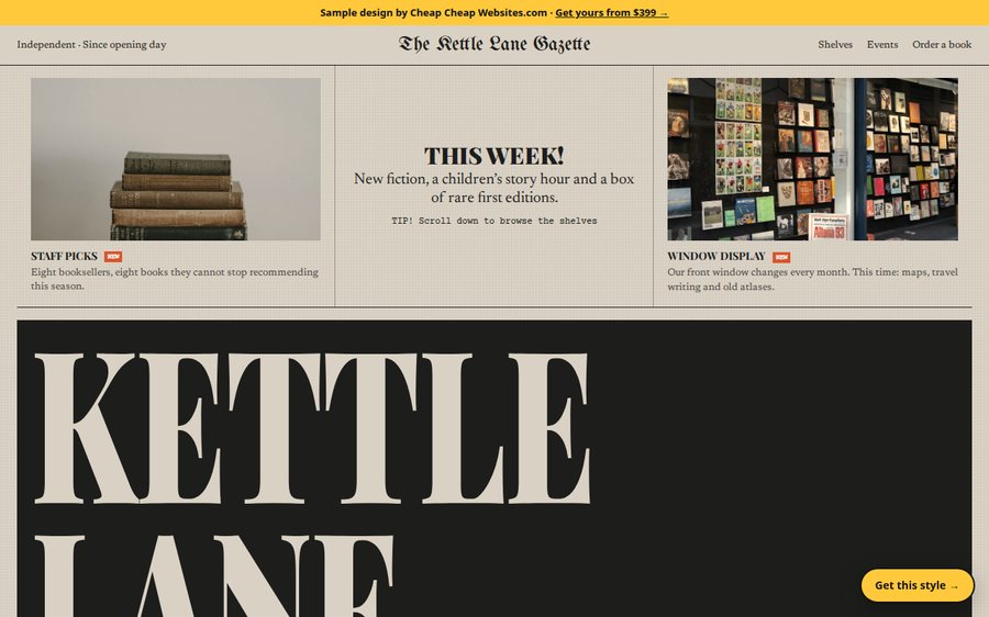 Kettle Lane Books sample website by Cheap Cheap Websites