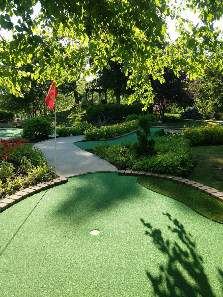 Mini golf hole among trees