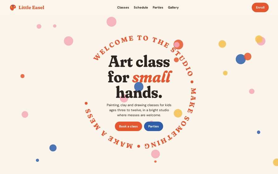 Little Easel Art Studio sample website by Cheap Cheap Websites