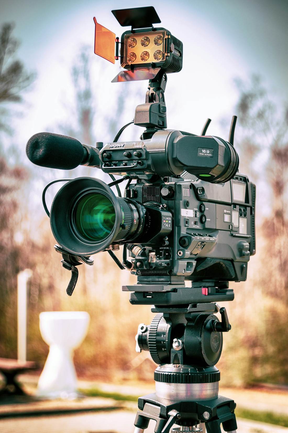 Cinema camera on a tripod