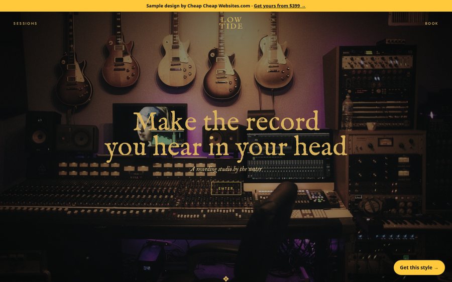 Low Tide Recording sample website by Cheap Cheap Websites