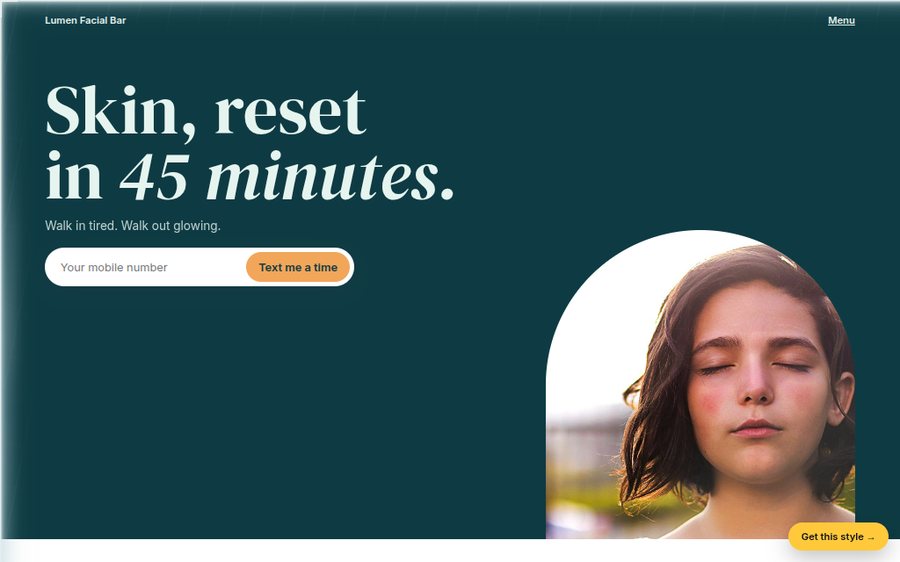 Lumen Facial Bar sample website by Cheap Cheap Websites