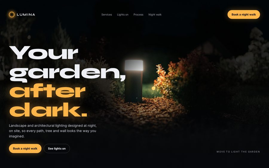 Lumina Landscape Lighting sample website by Cheap Cheap Websites