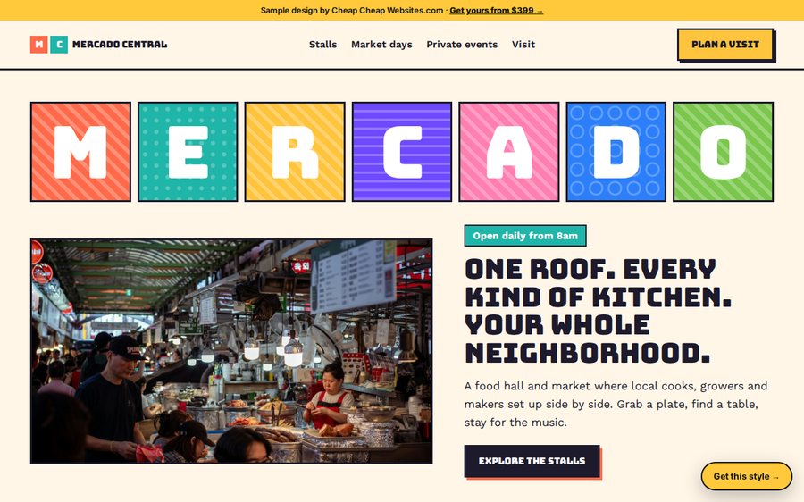 Mercado Central sample website by Cheap Cheap Websites