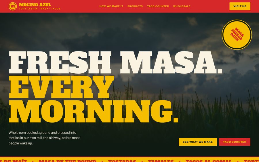 Molino Azul Tortillería sample website by Cheap Cheap Websites