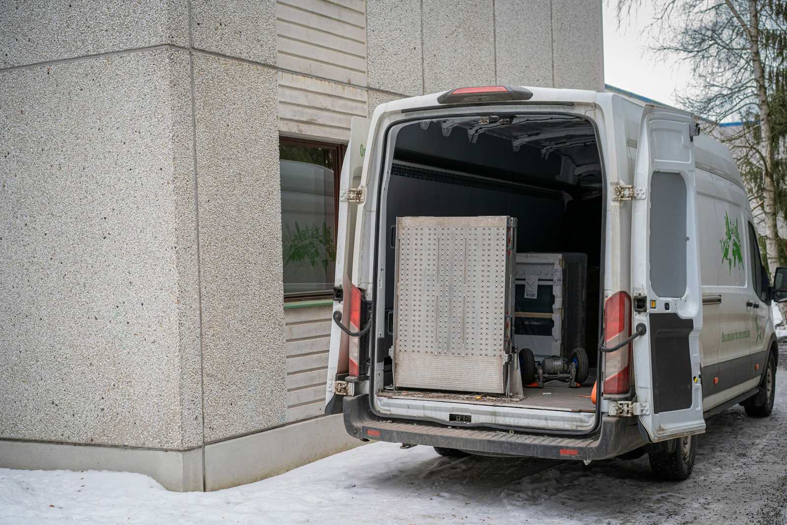Loaded moving van