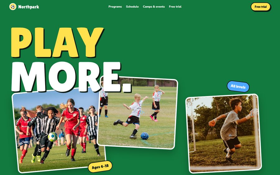 Northpark Soccer Academy sample website by Cheap Cheap Websites