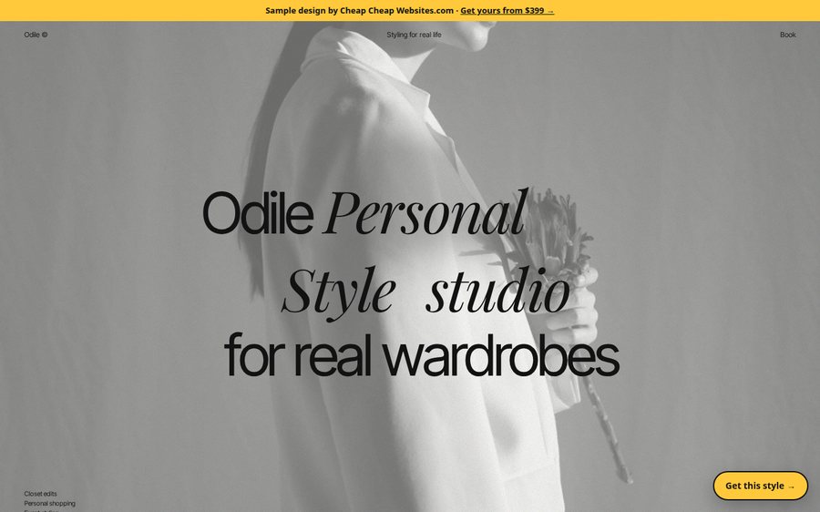 Odile Personal Styling sample website by Cheap Cheap Websites