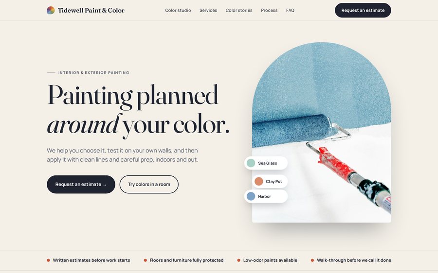 Brushline Paint & Color sample website by Cheap Cheap Websites