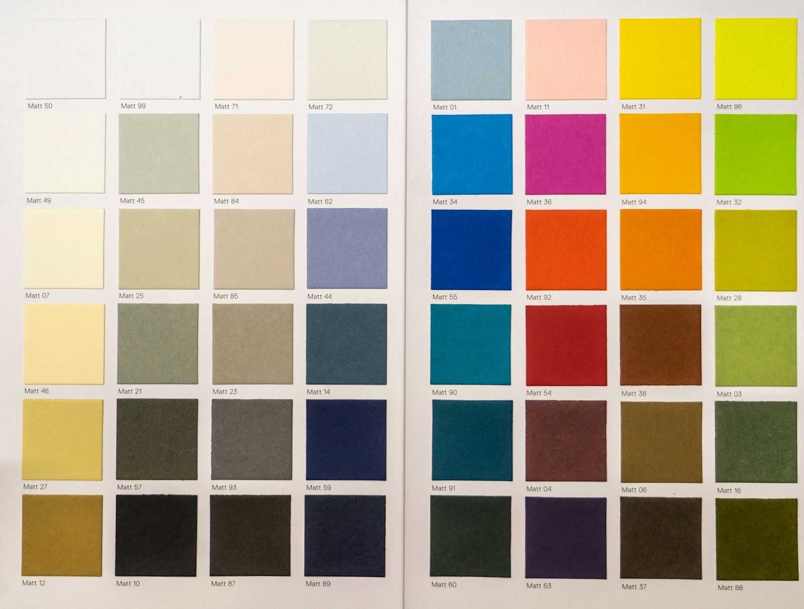 Printed paint color swatch cards
