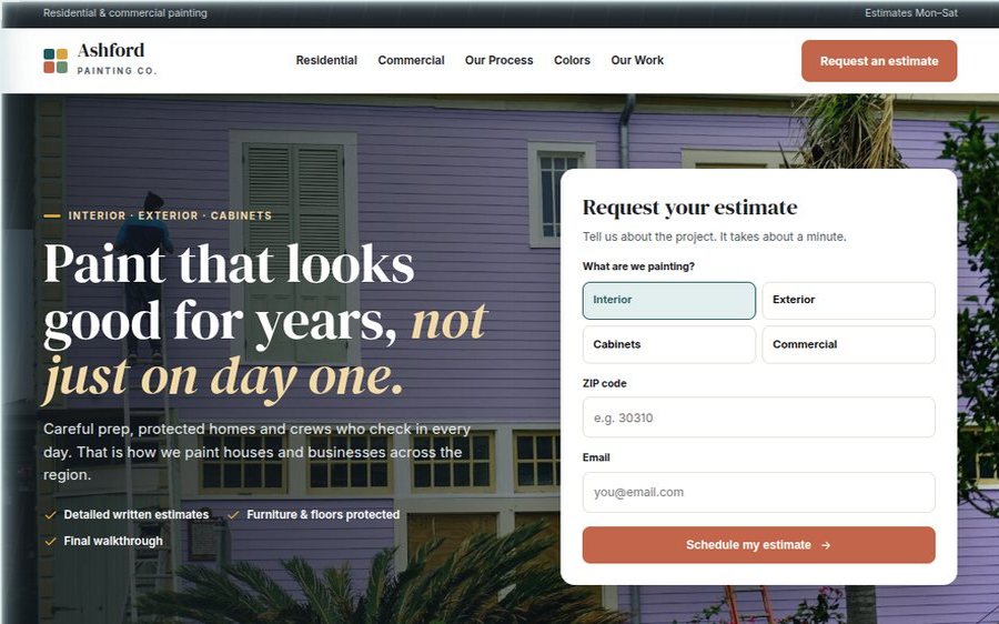 Ashford Painting Co. sample website